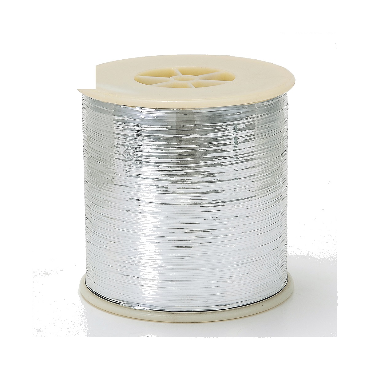 Silver flat metallic yarn spool