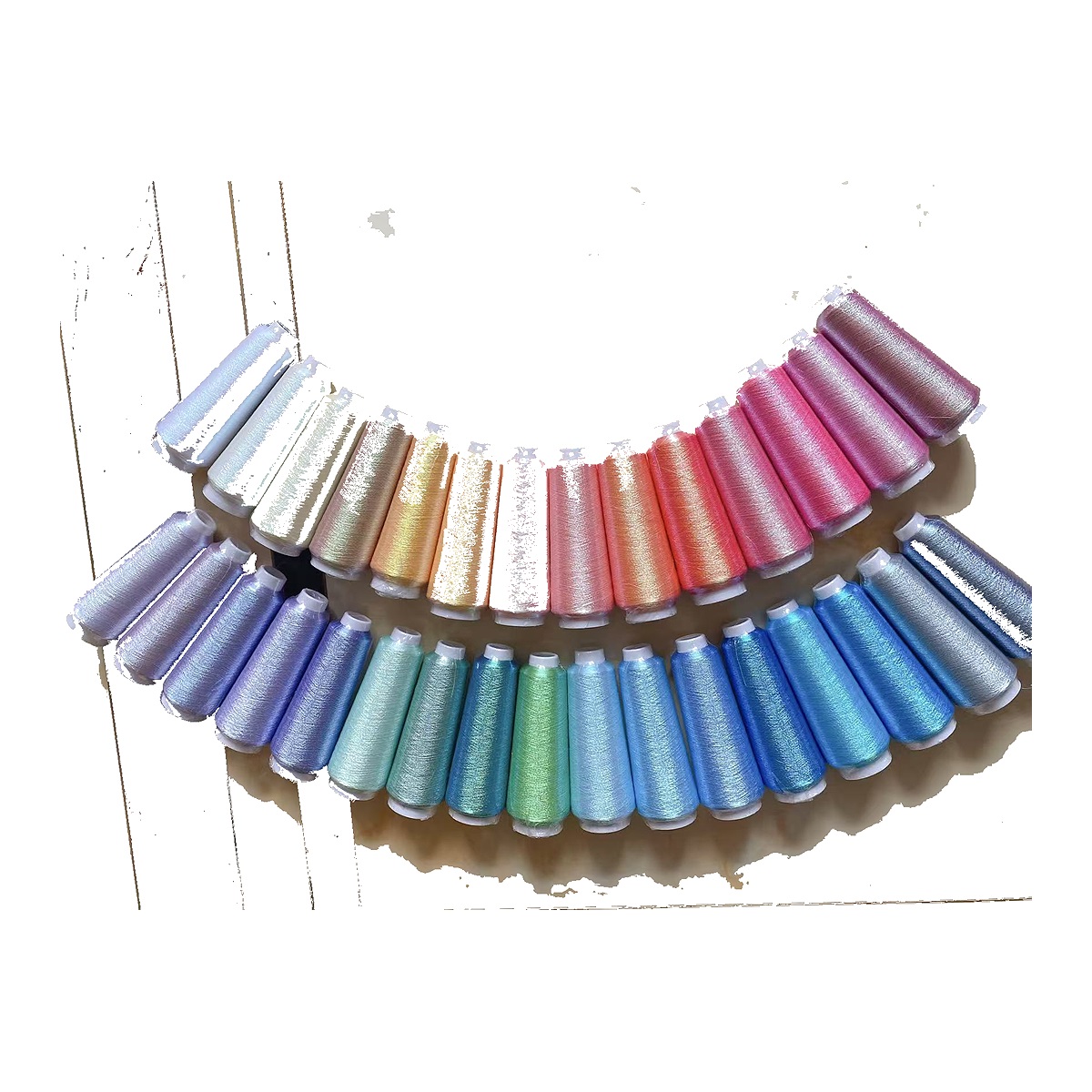Rainbow metallic yarn color card